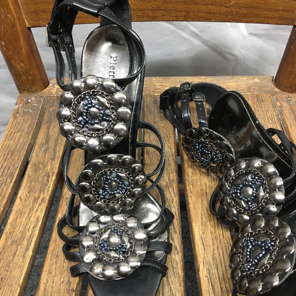 Pierre Dumas Black Strappy Heel Sandals - Picture 3 of 6